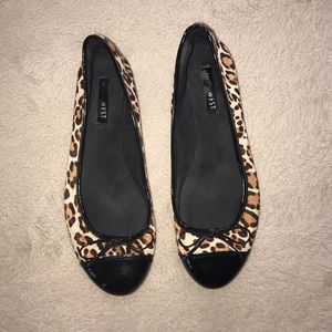 Leopard Flats with Black Paten Toe